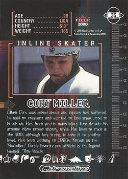 2000 Fleer Adrenaline - Gold #35 Cory Miller Back